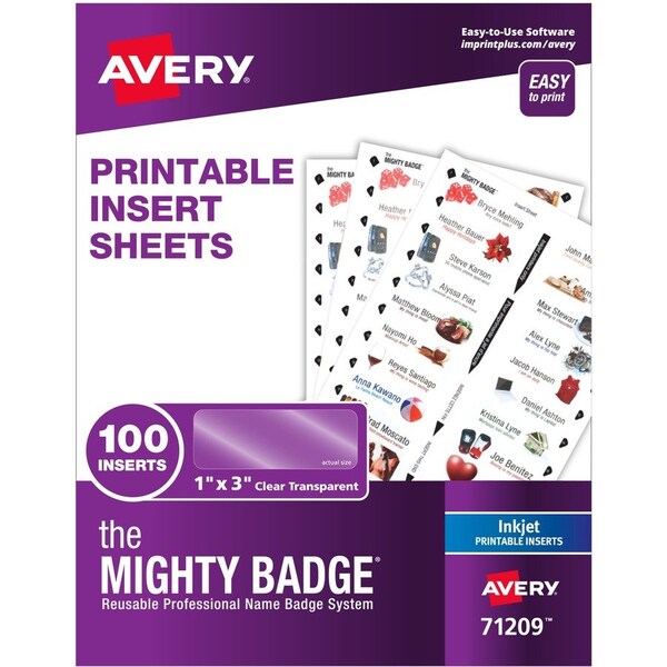 The Mighty Badge Insert, Badge, Ikj, Clr, 100Pk AVE71209 - main